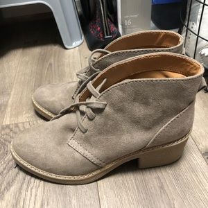Brown suede lace up booties